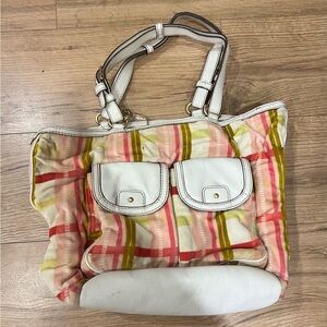 VTG Juicy Couture Y2k Pink Green Plaid Velour Baby Diaper Bag Tote  18x12x10